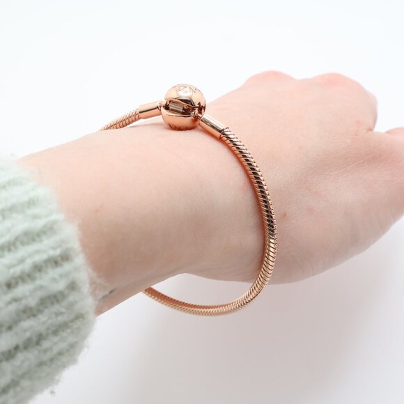 Pandora Moments Sterling Silver 14k Rose Gold Platted Charm Bracelet - Picture 5 of 5